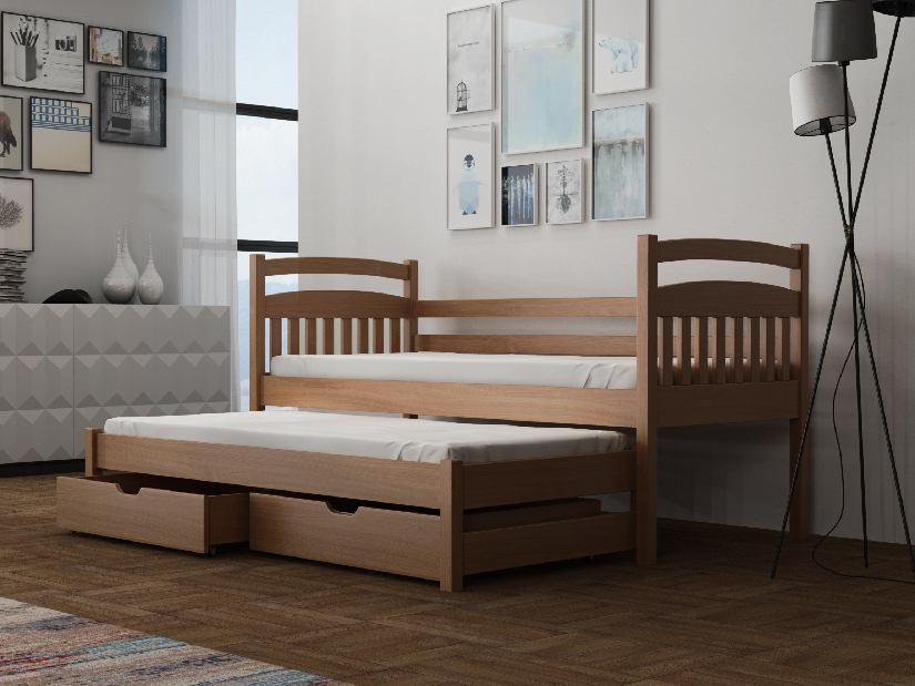 Dětská postel 90 cm REID (s roštem a úl. prostorem) (buk)