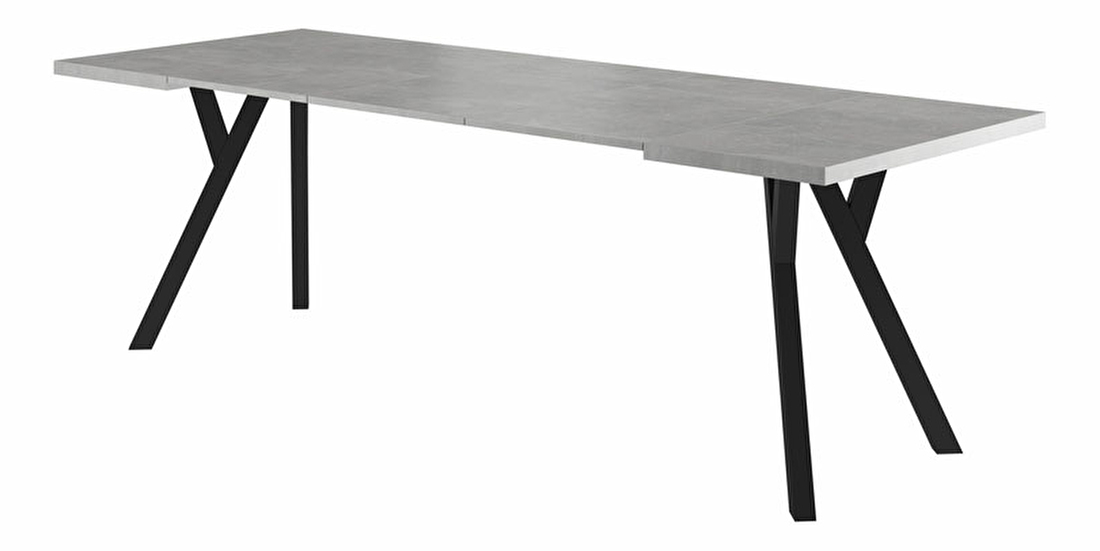 Rozkládací jídelní stůl 90-240 cm Marion (beton + černá) (pro 8 a více osob)