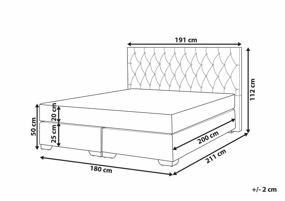 Manželská postel Boxspring 180 cm DUKE (s roštem a matrací) (šedá)