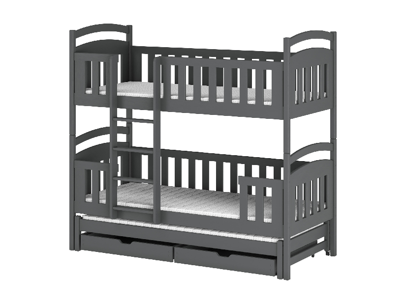 Dětská postel 80 cm LEON (s roštem a úl. prostorem) (grafit)