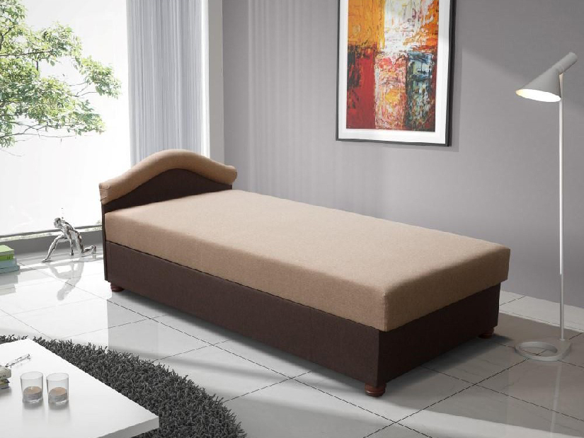 Jednolůžková postel (válenda) 80 cm Aurum (béžová + hnědá)