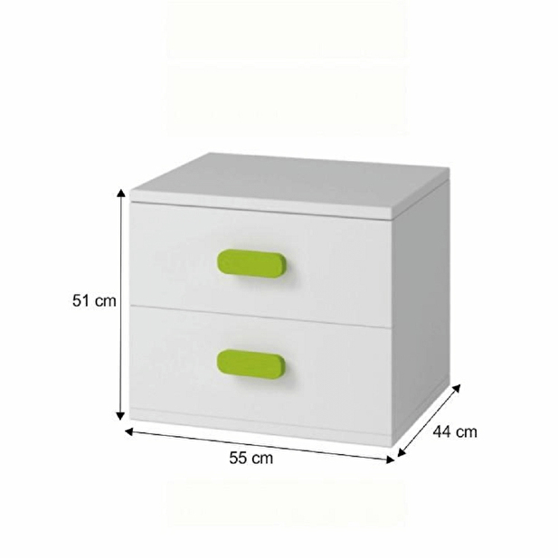 Noční stolek Svanla Typ 22 (Bílá + Zelená) *výprodej