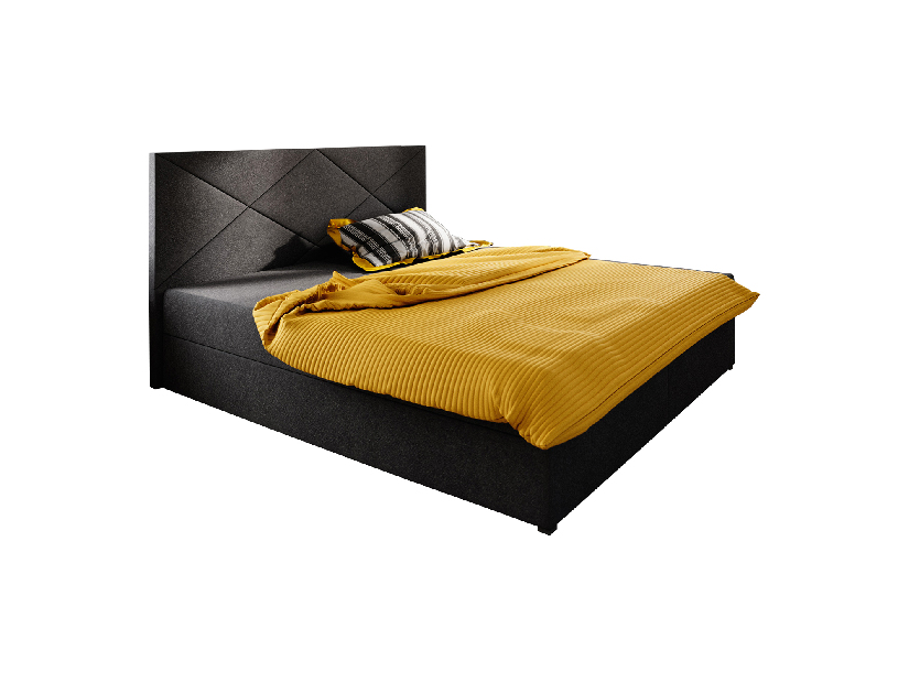Manželská postel Boxspring 140 cm Fade 4 Comfort (černá) (s matrací a úložným prostorem)