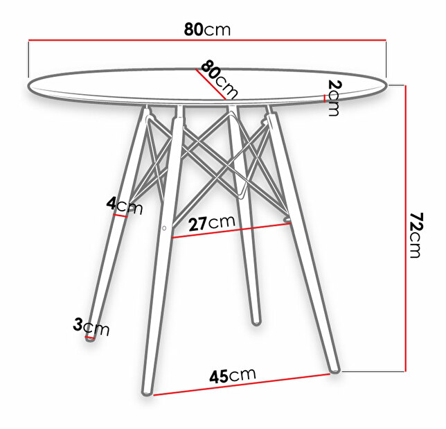 Jídelní stůl se 4 židlemi Larry Round (šedá) *výprodej