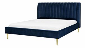 Manželská postel 180 cm MASALA (textil) (modrá) (s roštem)