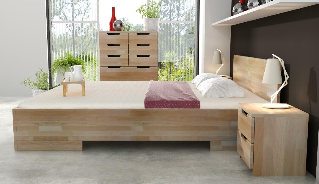 Manželská postel 200 cm Naturlig Stalander Maxi Long ST (buk) (s roštem a úl. prostorem)