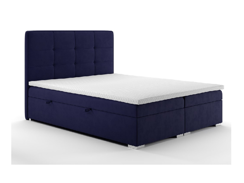 Kontinentální postel 180 cm Loty (tmavě modrá) (s úložným prostorem)