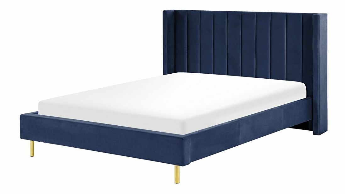Manželská postel 160 cm Vue (modrá) (s roštem)