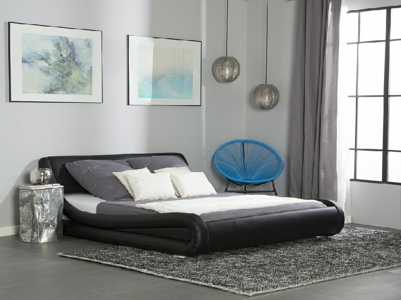 Manželská postel 160 cm AVENUE (s vodní matrací) (černá)