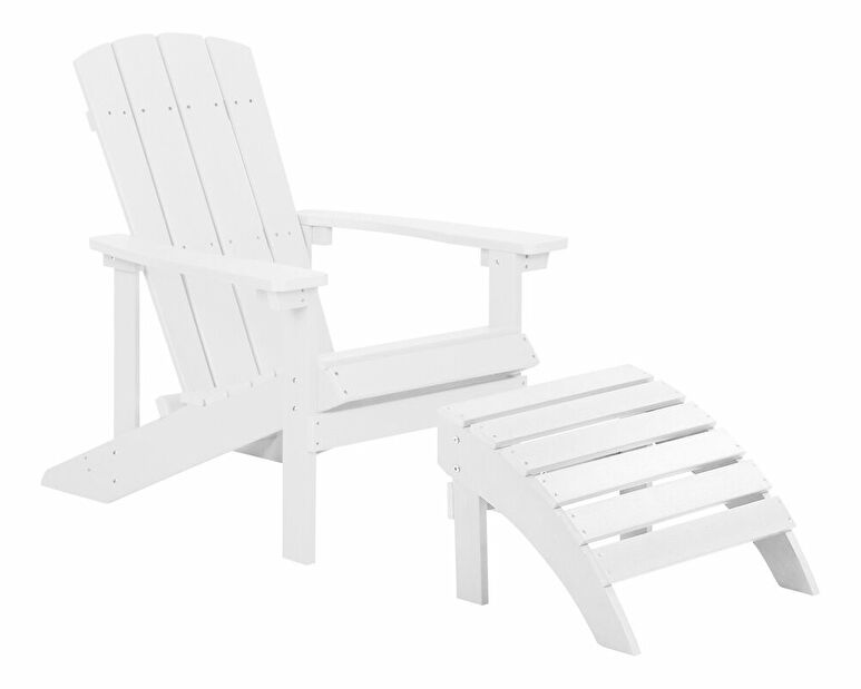Zahradní židle s podnožkou Adack (bílá)