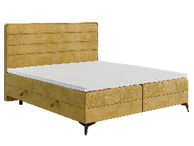 Manželská postel Boxspring 160 cm Horazio (žlutá) (s matrací a úl. prostorem)