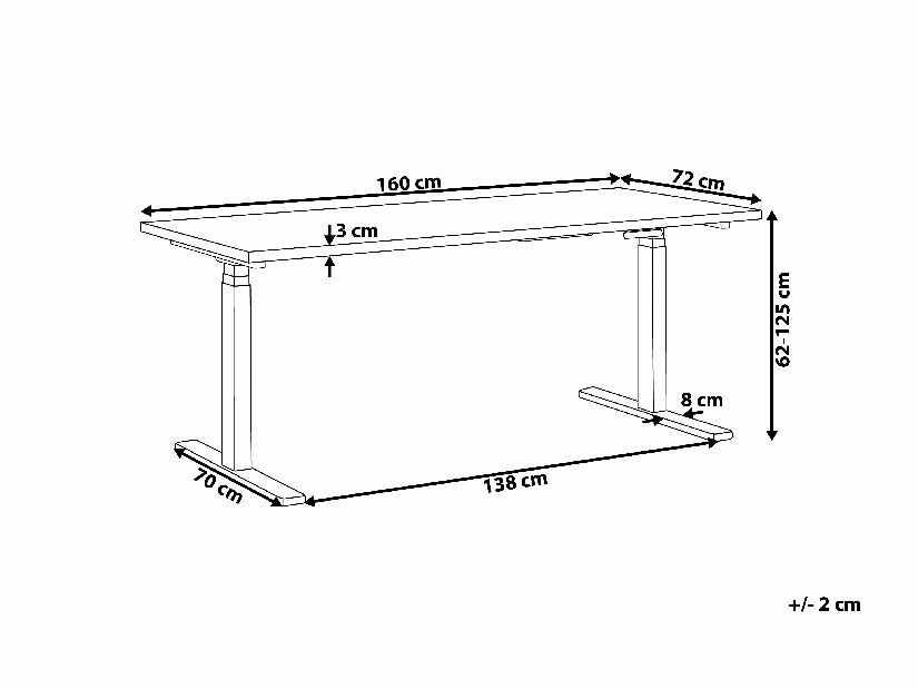 Psací stůl 160 Upgo II (bílá) (elektricky nastavitelný)