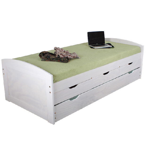 Rozkládací postel 90 cm Marinella (s roštem) (bílá)