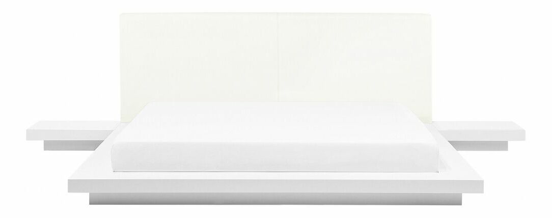 Manželská postel 180 cm ZEPHYRE (s roštem) (bílá)
