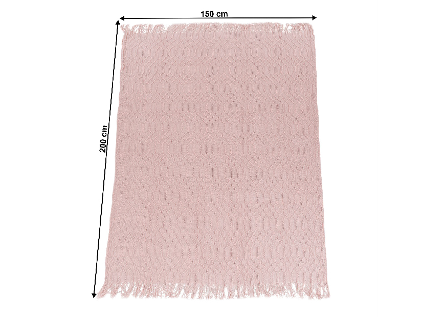 Pletená deka s třásněmi 120x150cm Solia Typ 2 (světlorůžová)