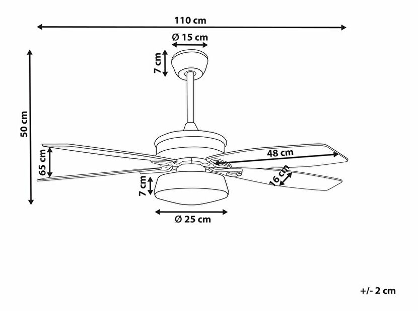 Stropní ventilátor se světlem Logza (bílá)