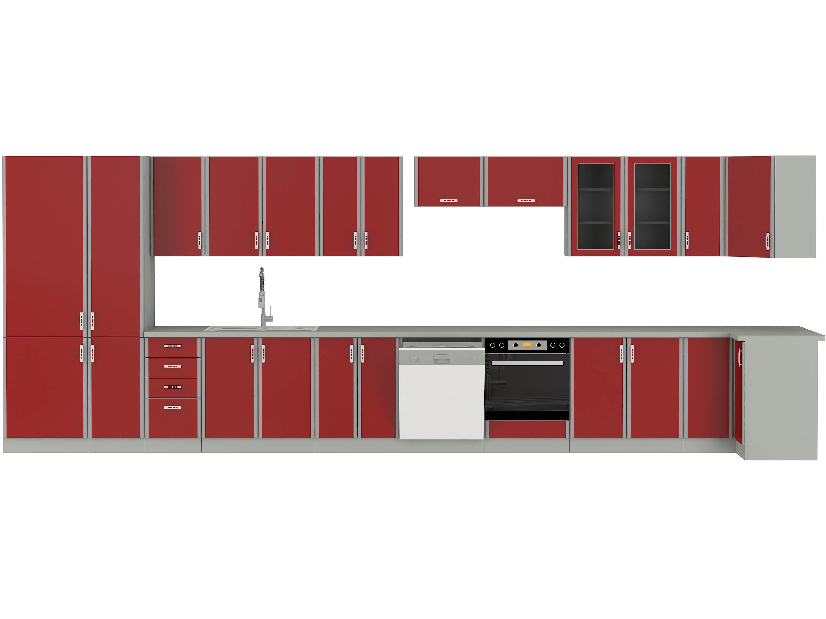 Rohová dolní kuchyňská skříňka Elissa 89 x 89 DN 1F BB (šedá platinová + bordó)