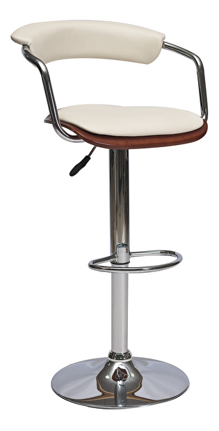 Barová židle C-973 (ekokůže krémová + třešeň)