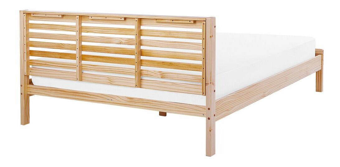 Manželská postel 180 cm CAROC (s roštem) (světlé dřevo)