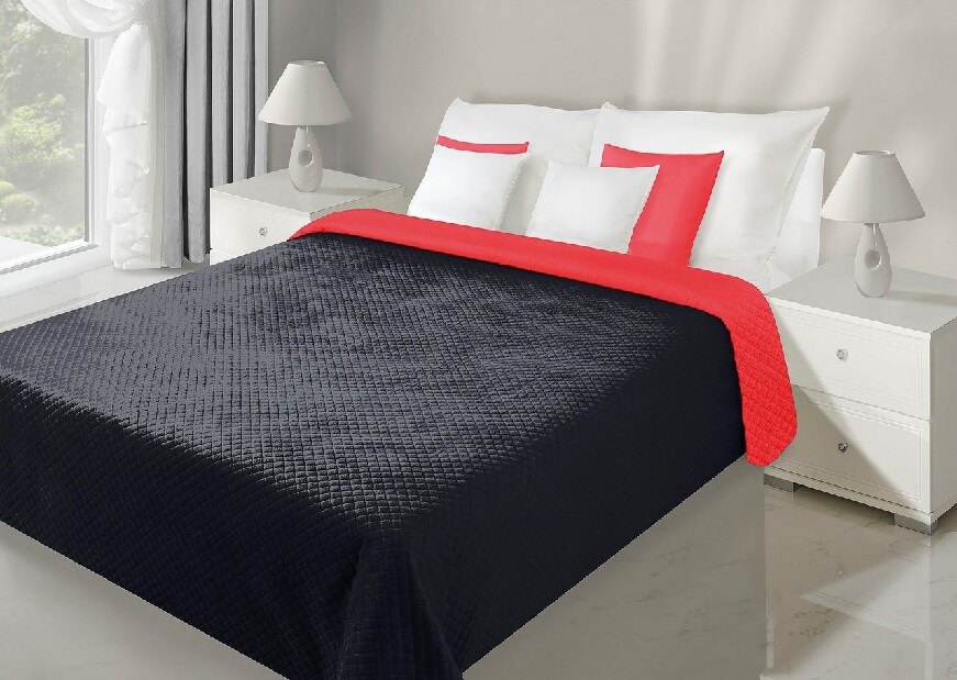 Přehoz na postel 150x70cm Filip (červená + černá)