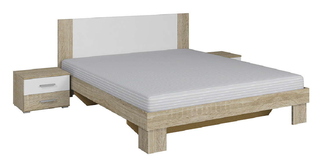 Manželská postel 160 cm Verwood Typ 51 (sonoma + bílá) (s noč. stolky)
