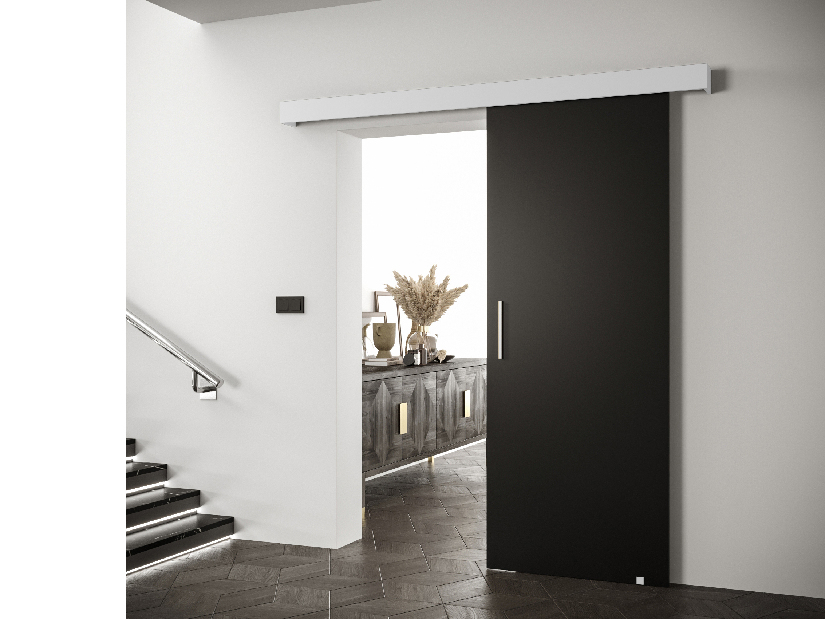 Posuvné dveře 90 cm Sharlene I (černá matná + bílá matná + stříbrná)