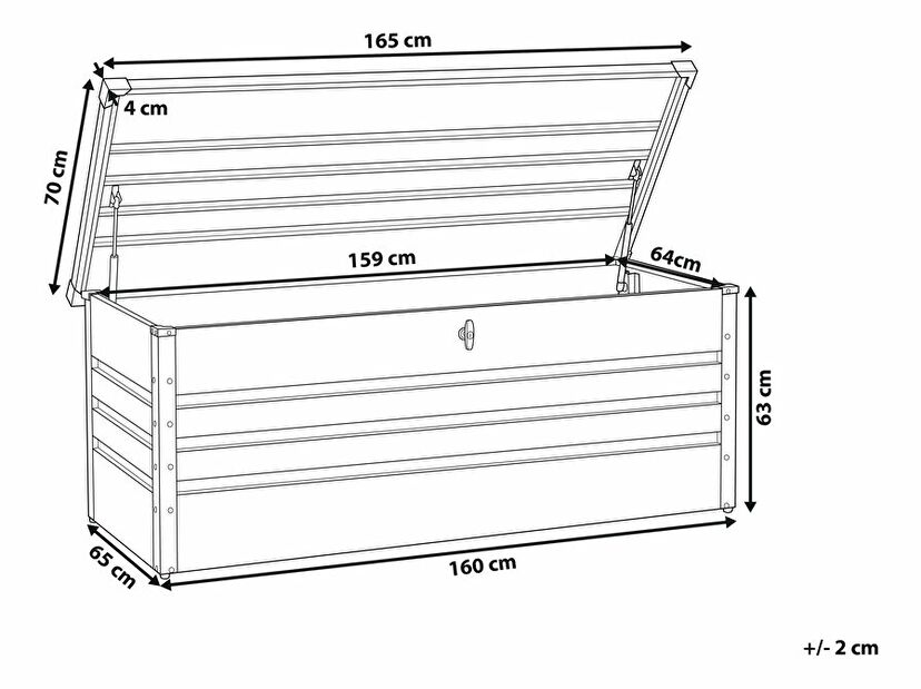 Úložný box 165x70 cm CEROSO (šedá)