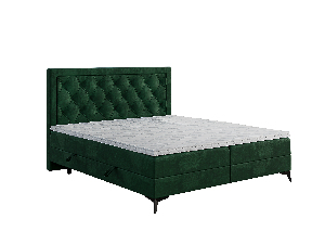 Manželská postel Boxspring 160 cm Dustin (tmavě zelená) (s matrací a úl. prostorem)