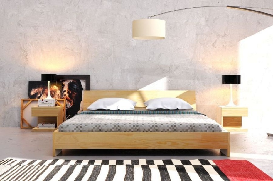 Manželská postel 180 cm Naturlig Lekanger (borovice) (s roštem)