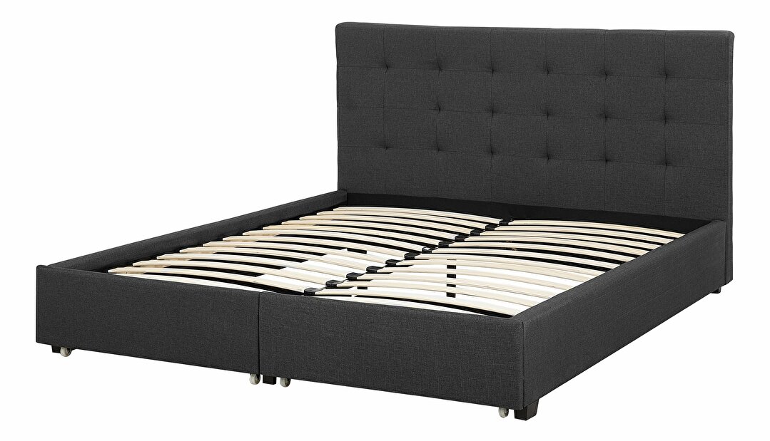 Manželská postel 180 cm ROLLA (s roštem a úl. prostorem) (tmavě šedá)