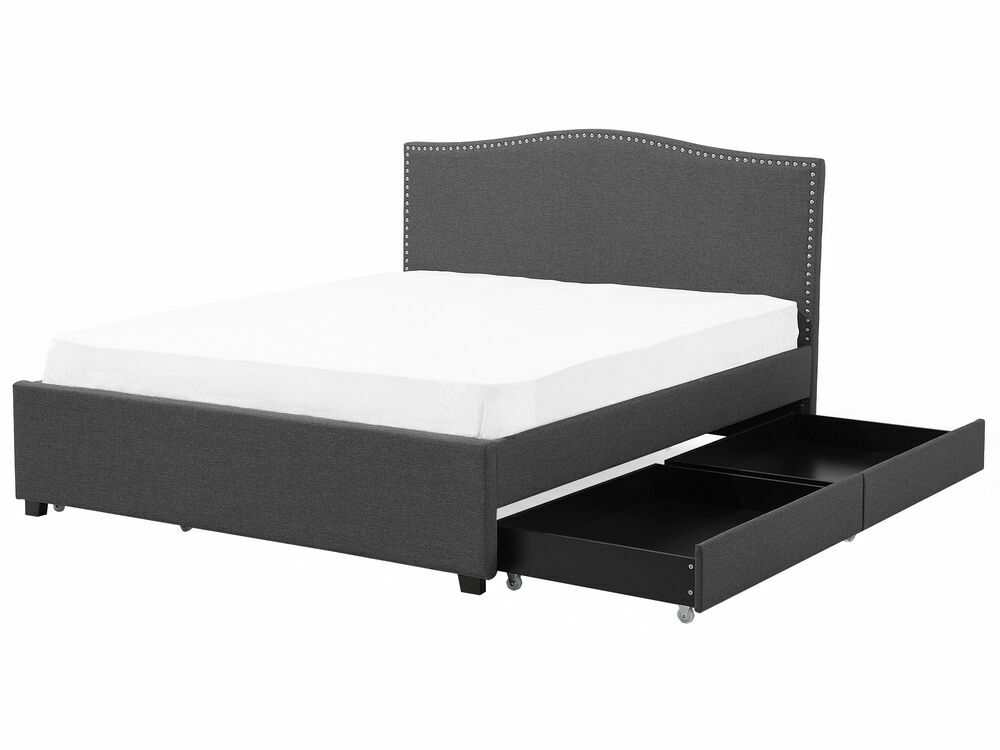 Manželská postel 180 cm MONTHY (s roštem, úl. prostorem a LED osvětlením) (šedá)