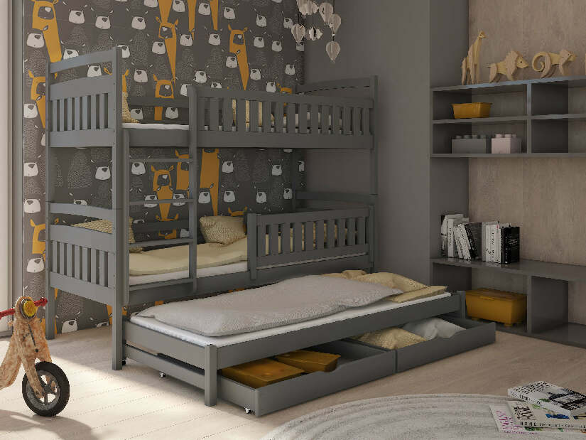 Dětská postel 80 cm BLAIR (s roštem a úl. prostorem) (grafit)