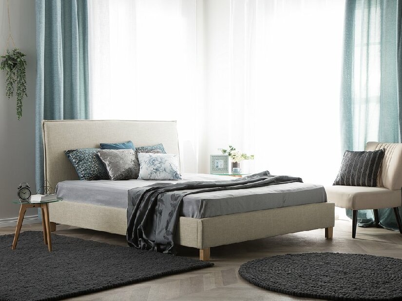 Manželská postel 180 cm SANCHEZ (s roštem) (béžová)