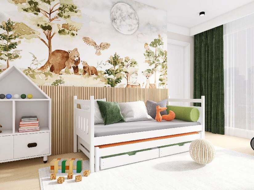 Dětská postel 80 cm DANNY (s roštem a úl. prostorem) (bílá)