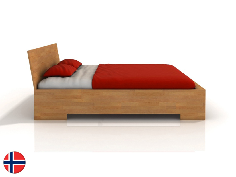 Manželská postel 200 cm Naturlig Lekanger High (buk) (s roštem)