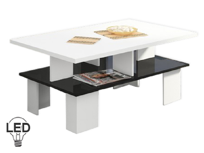 Konferenční stolek Sudbury 2 (bílá + lesk černý)