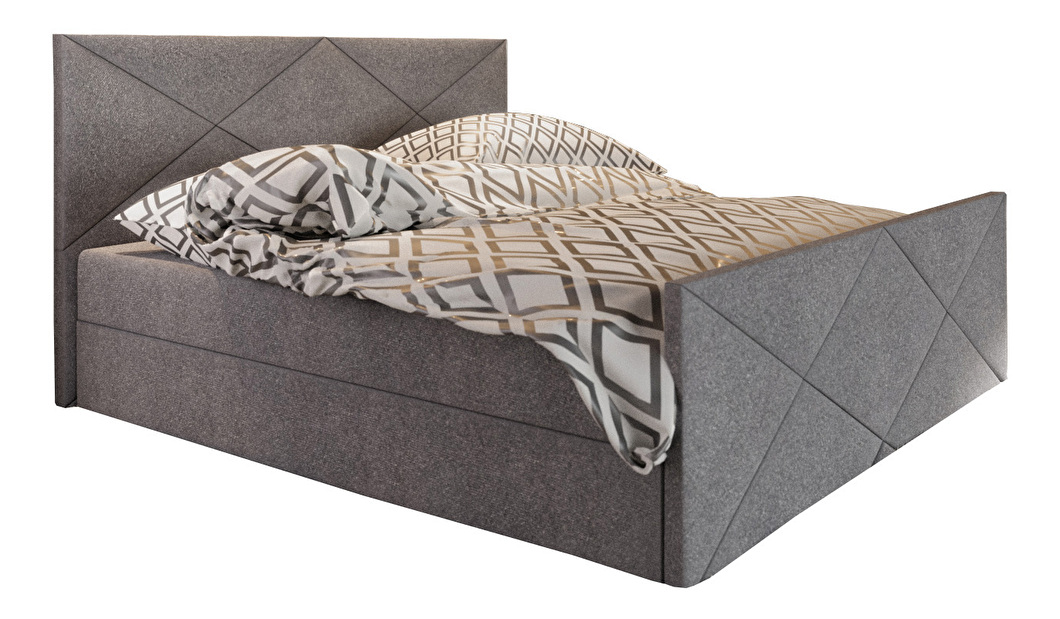 Manželská postel Boxspring 180 cm Milagros Comfort 4 (šedá) (s matrací a úložným prostorem)