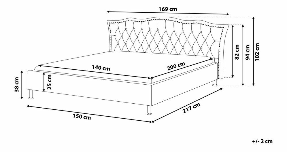 Manželská postel 140 cm MATH (s roštem) (šedá)