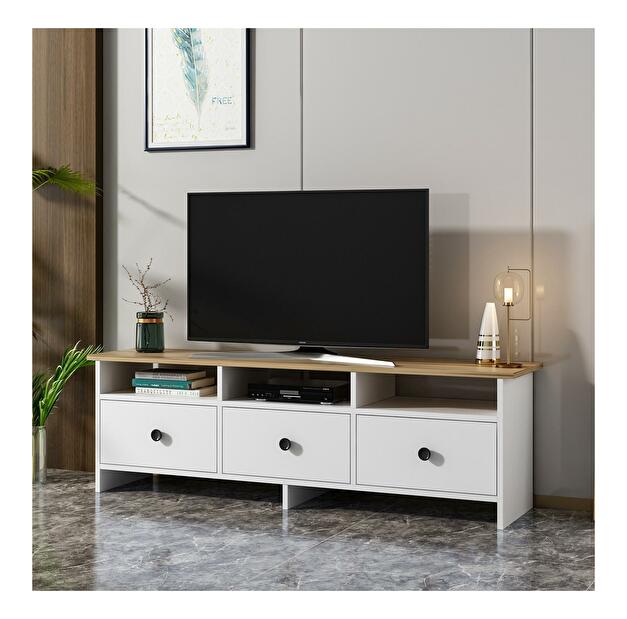 TV stolek/skříňka Ottawa (bílá + dub safírový)