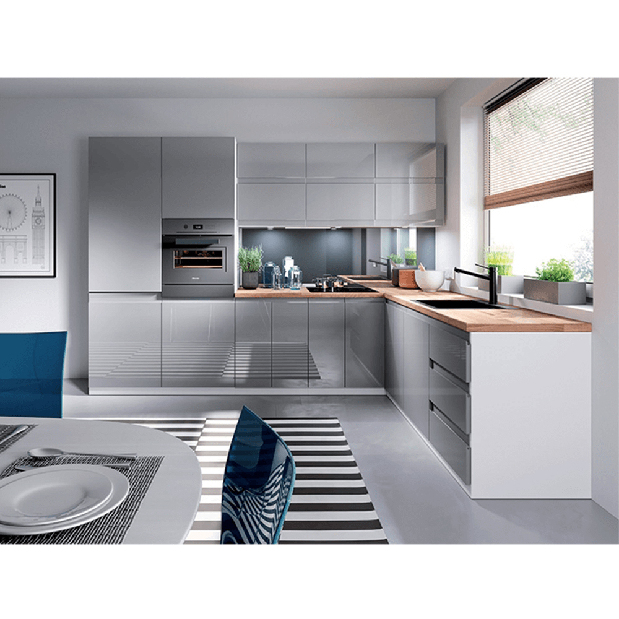 Dolní kuchyňská skříňka D602F Aurellia (bílá + lesk šedý)