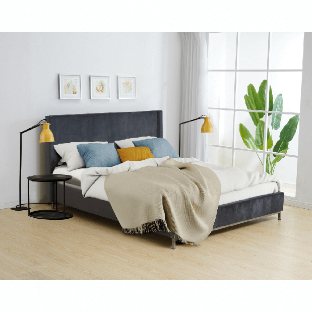 Manželská postel 160 cm Tinrum (šedá) (s roštem)