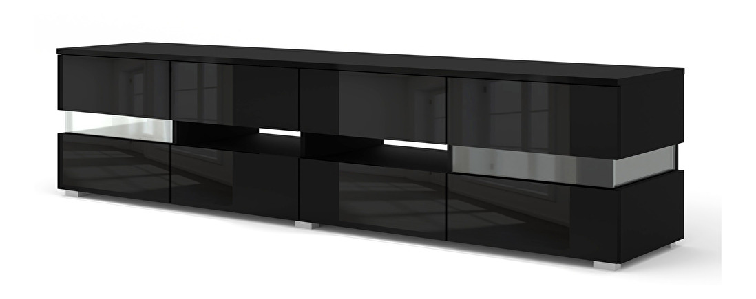 TV stolek/skříňka Vaimo (matná černá + lesklá černá)