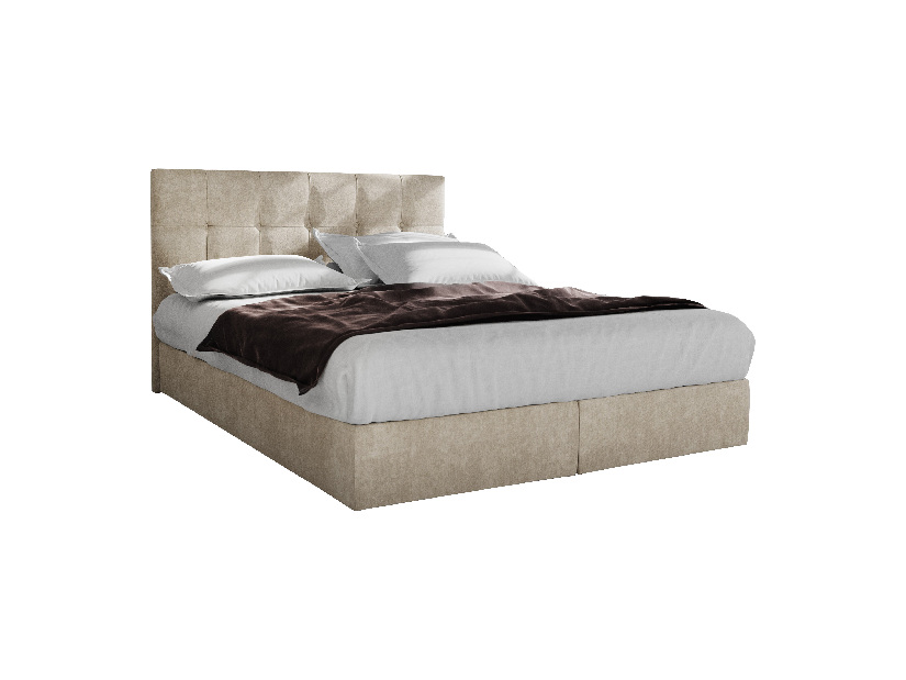 Manželská postel Boxspring 140 cm Porto (béžová) (s matrací a úložným prostorem)