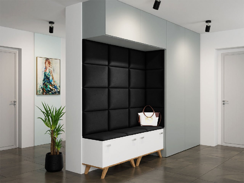 Set 8 ks čalouněných panelů Pag 40x30 cm (černá) *výprodej