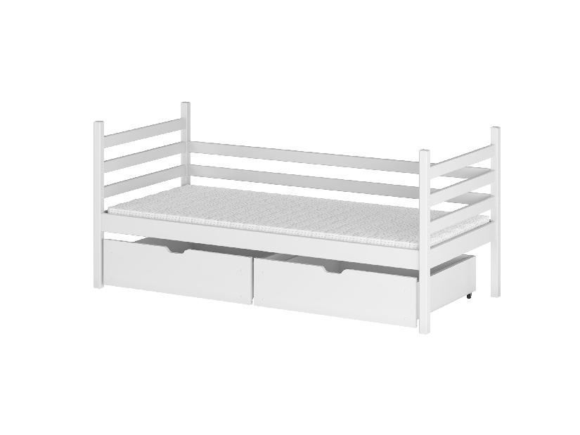 Dětská postel 80 cm Marisa (s roštem a úl. prostorem) (bílá)