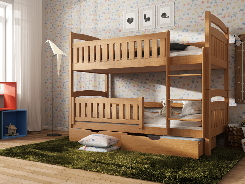 Dětská postel 90 cm Irwin (s roštem a úl. prostorem) (buk)