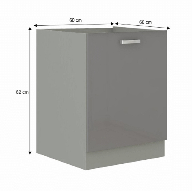 Dolní kuchyňská skříňka 60 D 1F BB Pleitton (lesk šedý)
