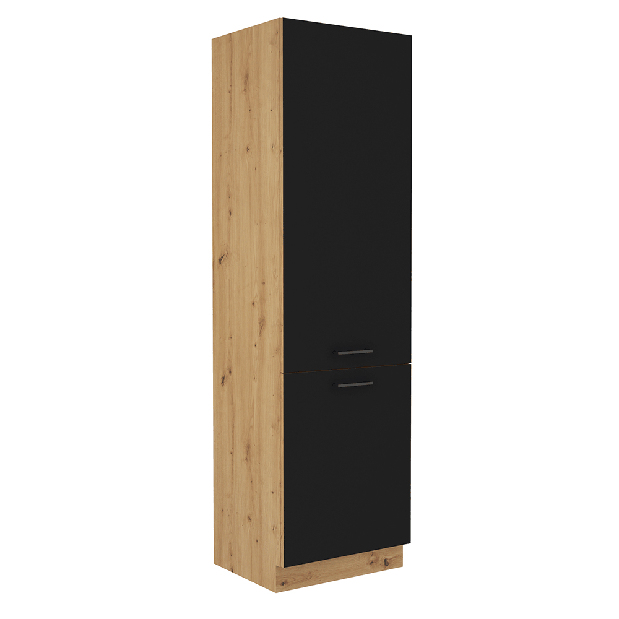 Skříňka na vestavěnou lednici Meriel 60 LO-210 2F (černá + dub artisan)