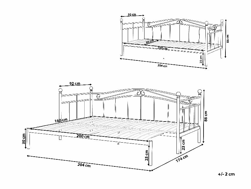 Jednolůžková postel 80 cm TULO (s roštem) (černá) *výprodej