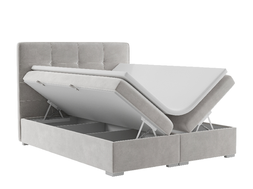 Kontinentální postel 180 cm Loty (světle šedá) (s úložným prostorem)
